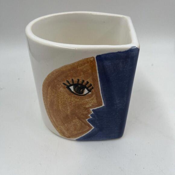 Vintage Pablo Picasso Style Living Face Pottery Vessel Decorative Canister - Picture 6 of 9
